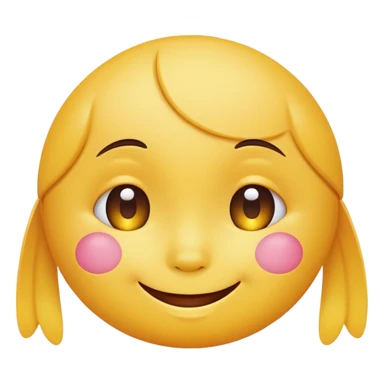 Emoji, yellow round smiling face, virbant bright shy expression sticker