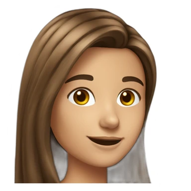 Spaniard Teenager girl long Brown hair smiling taking selfie sticker