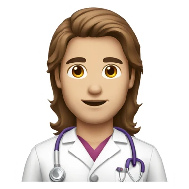 Male nurse long brown hair sticker