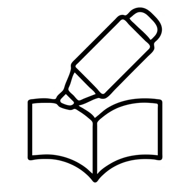 outlined reading pen icon sticker