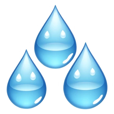 three equally sized droplets stacked on top of each other with two other droplets going outward from the middle droplet sticker