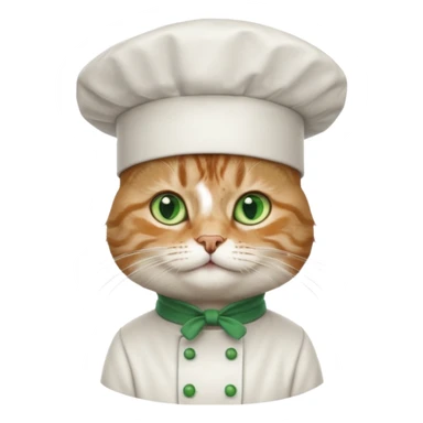fluffy chef cat wearing a tall white chef hat sticker