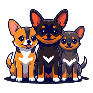 two shepherd dogs and a miniature pinscher Chihuahua together sticker