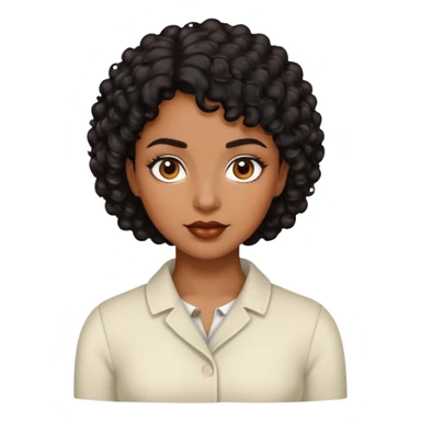 Woman with brown skin, short dark black curly hair sticker