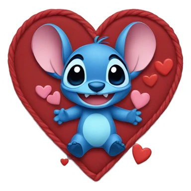 Stitch surrounded by hearts  sticker