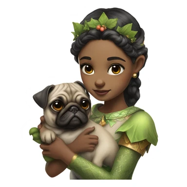 girl elf with pug sticker