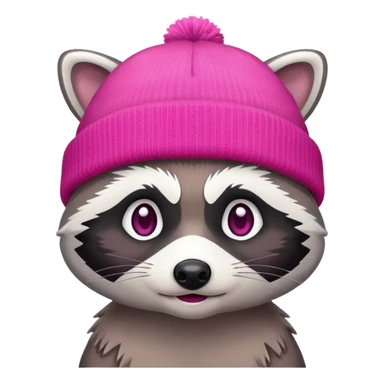 racoon with pink and white beanie sticker