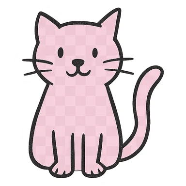 hand drawn outlined icon of a pink cat, no fill sticker