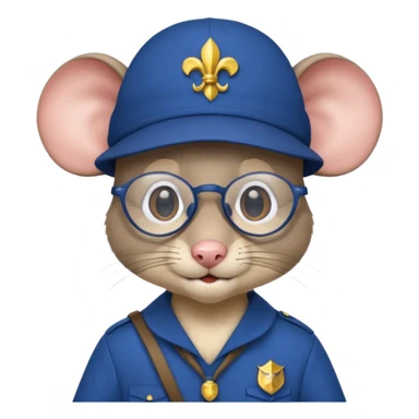 humaniod mice with a scout hat with glasses blue uniform sticker