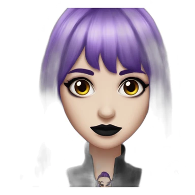 Elissabat-with-bangs-long-hair-dark-purple-and-black-vampire-goth-makeup-pinkeyes sticker