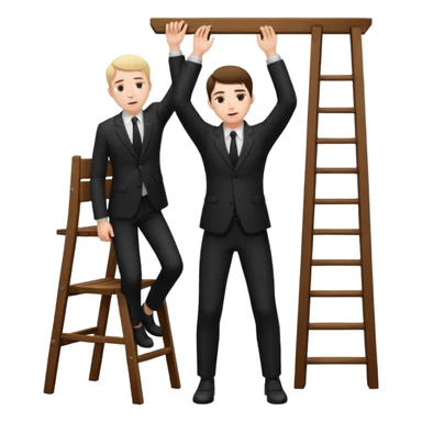 Man standing on chair planing to hang himself sticker