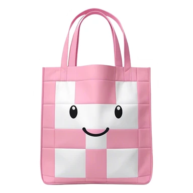 Una totebag aesthetic con cuadrados pink y blancos irregulares sticker