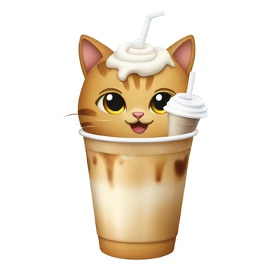 Cat holding iced coffee sticker