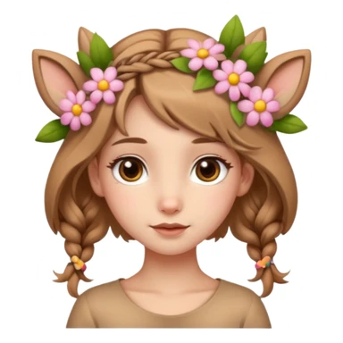Adult Cute human like fawn with flowers sticker