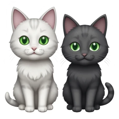 2 different coloured grey cats including one dark grey and white cat and one completely solid dark grey cat with green eyes and only white paws sticker