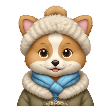 pet in winter outfit sticker