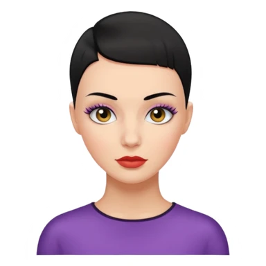 Lady with black buzz cut hair and lashes sticker