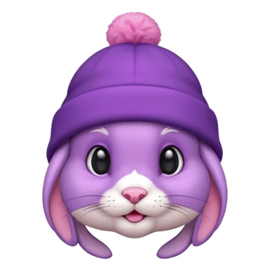 Bunny wear a purrple benie hat sticker