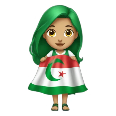 Girl with an algerian flag  sticker