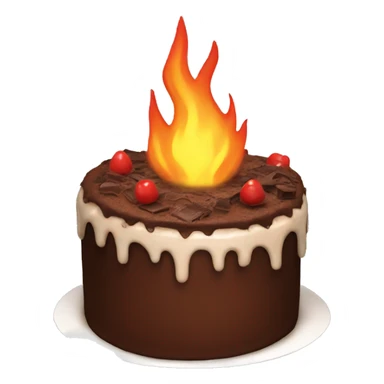 a chocolate cake on fire sticker