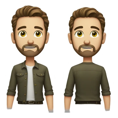 man, short brown hair, short beard, VERY LONG AND POINTY nose, white, green eyes sticker