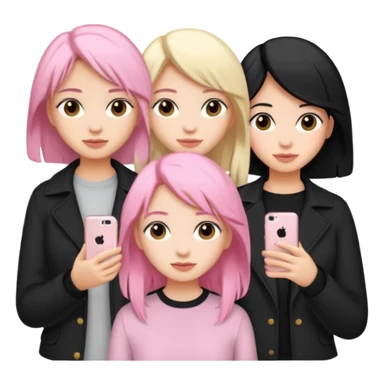 Girlfriend emoji - 5 white girlfriends, 1 with pale pink hair, 2 with black hair, 1 with medium blonde hair  sticker