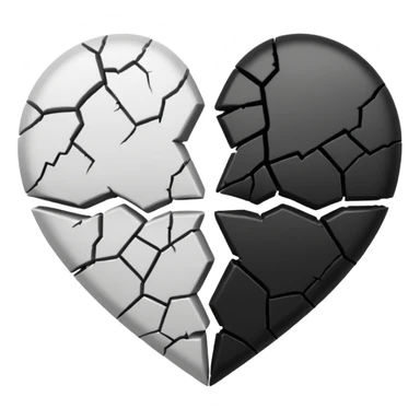 Black half and white half heart sticker