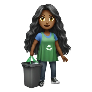 Beautiful long haired woman taking out the trash sticker