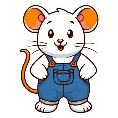 cute rat wearing blue denim overalls sticker