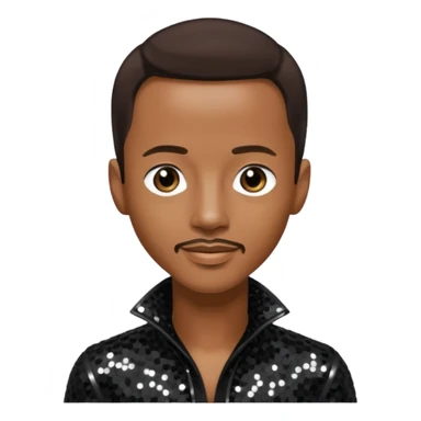 Tevin Campbell with dark brown hair, black sequin outfit sticker