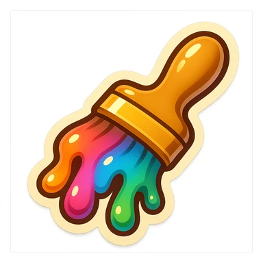 emoji style sticker of a paintbrush with colorful paint sticker
