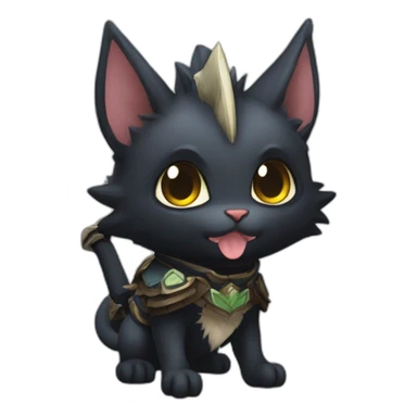 chibi monster hunter palico with black fur sticker