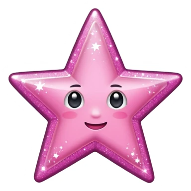 Pink glittery star badge sticker