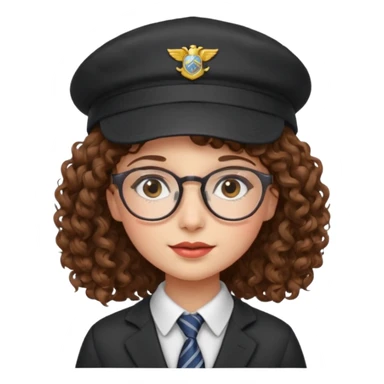 hatted girl with glasses and curly hair wearing tie sticker