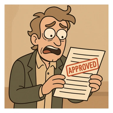 paper document with a red stamp in flat toon style sticker