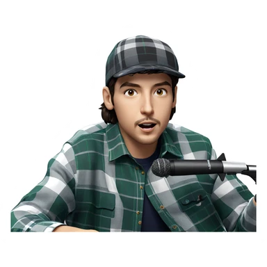 plaid shirt microphone portrait sticker