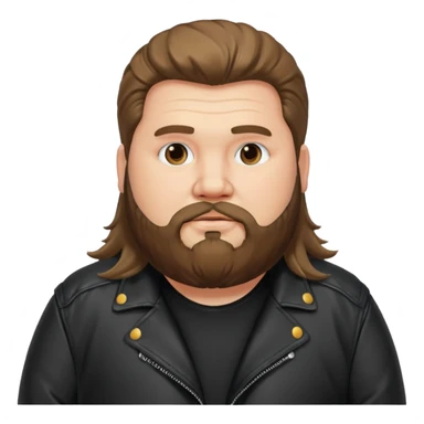 Long hair obese men with beard in leather jacket sticker