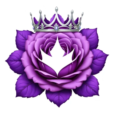 Purple rose with silver tiara and a purple emblem leaf wreath sticker
