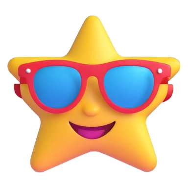 smiling face with star-shaped sunglasses, funky and bold like Bootsy Collins sticker