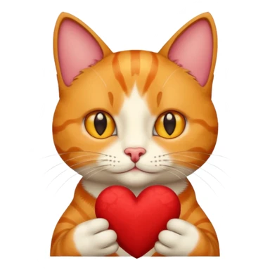 Male cat holding heart and flower sticker