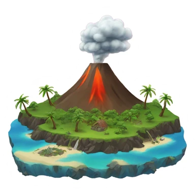 island with volcano sticker