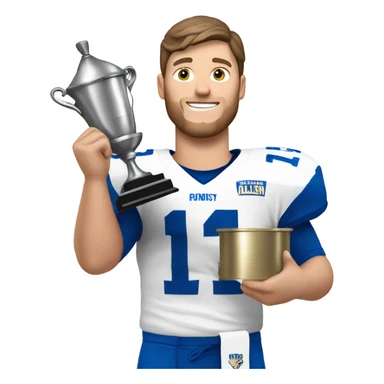 White Josh Allen holding trophy  sticker