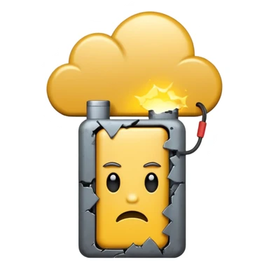 broken battery with a gray cloud above it deppression
 sticker