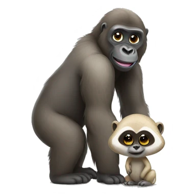 cute gorilla and meerkat sticker
