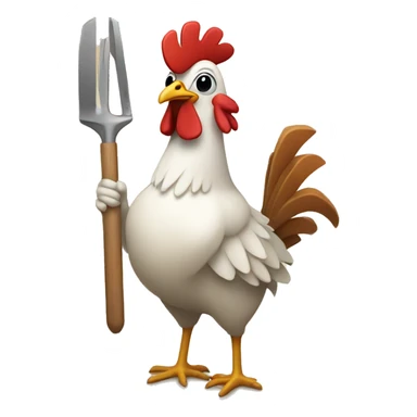 chicken holding crafting tools sticker