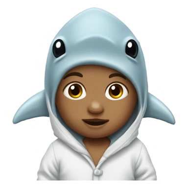 baby wearing a shark pijama sticker