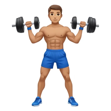 man with blue shorts doing side-lateral raise (T pose) with light dumbbells sticker