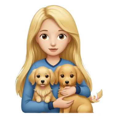 Blonde girl with long hair holding a golden retriever  sticker