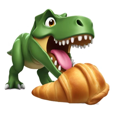 T-Rex eating a croissant  sticker