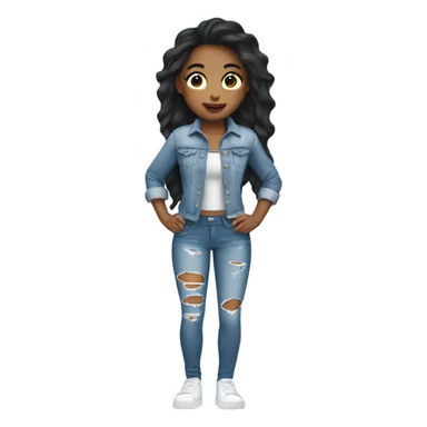 Beauty girl with torn denim outfit sticker